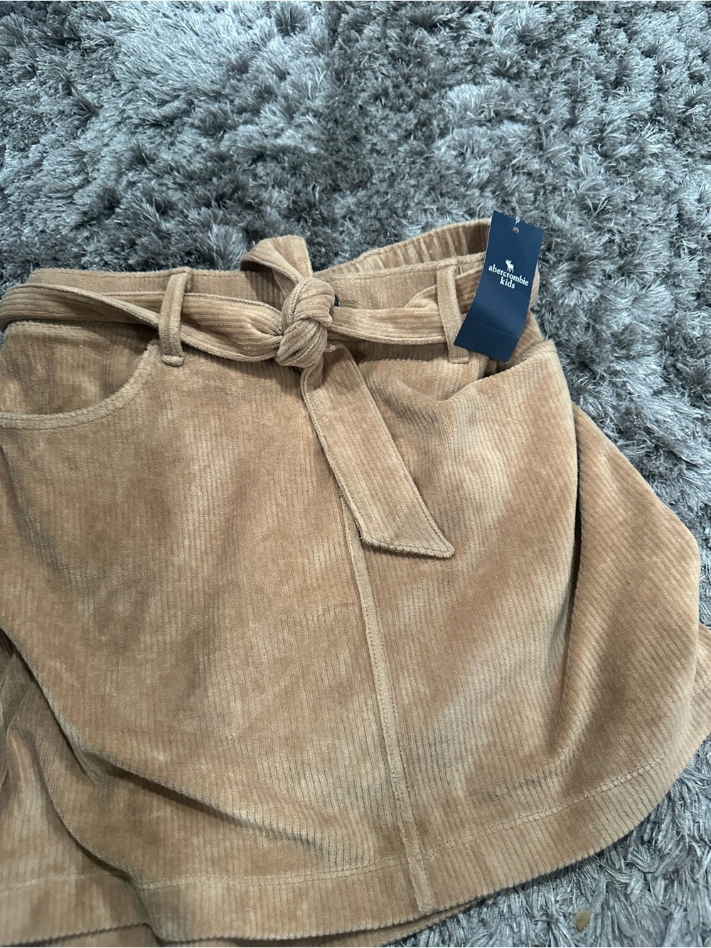 abercrombie kids Camel Corduroy Skirt with Waist Tie